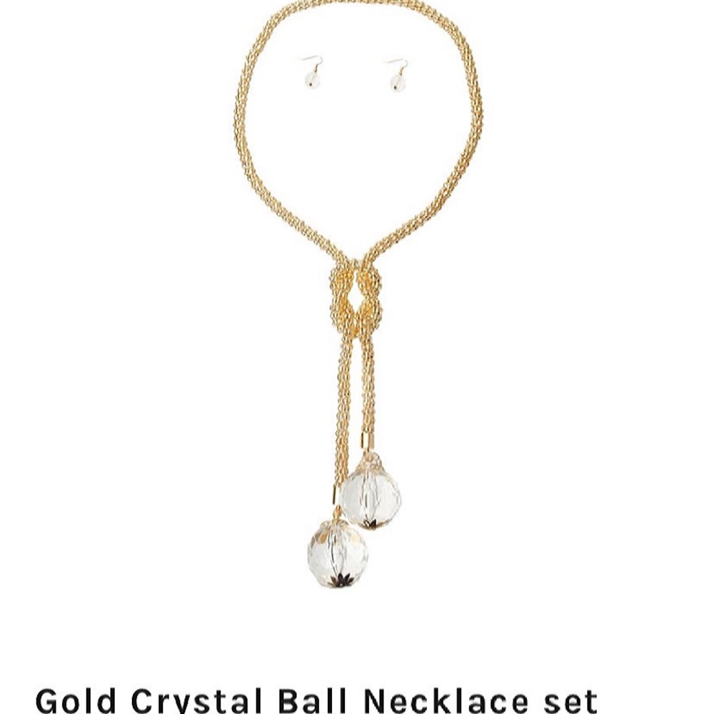 Gold Crystal Ball Necklace